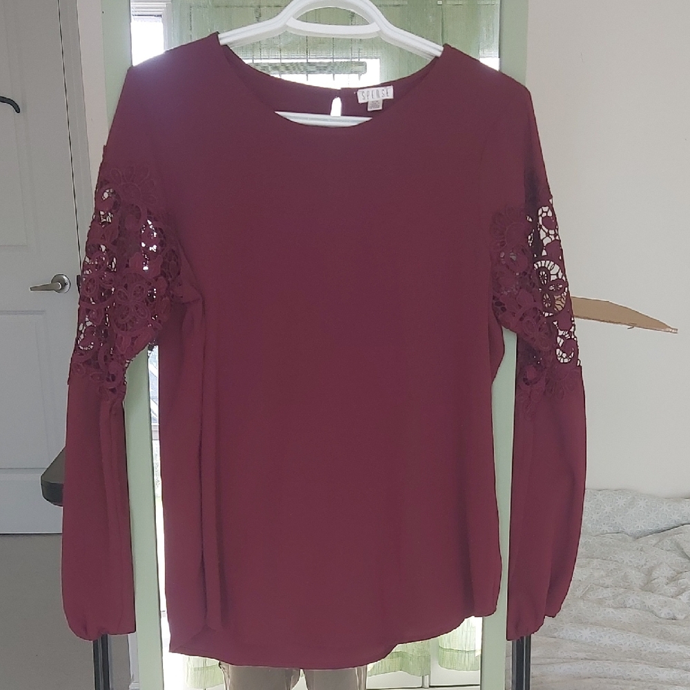 Burgundy Long Sleeve Blouse